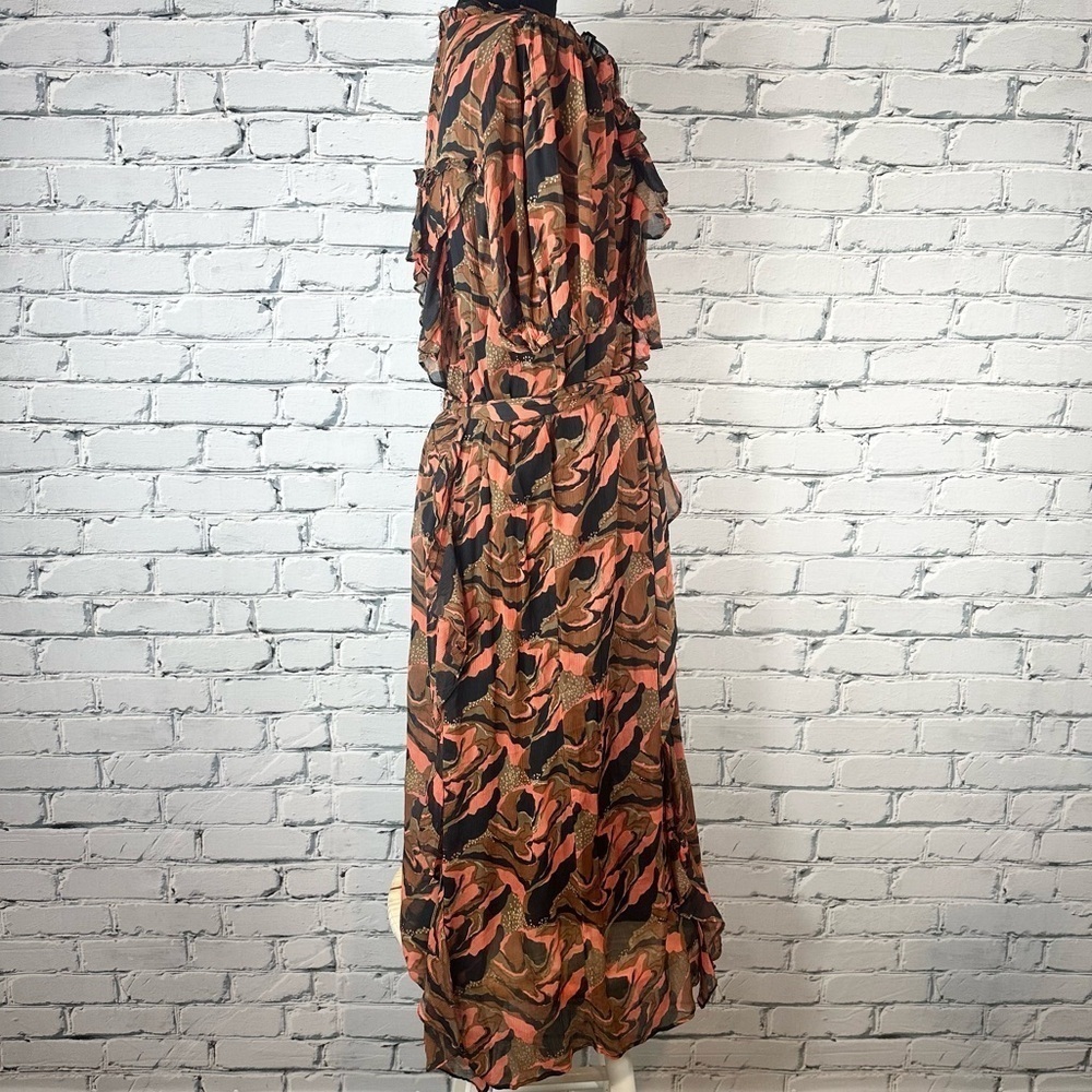 Cleobella Women’s NWOT Paige Midi Dress Canyon Ruffle Chiffon High Neck Medium - Picture 4 of 14